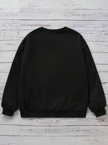 青少年女孩蜘蛛印花保暖衛衣 - 黑色 - 查看 2