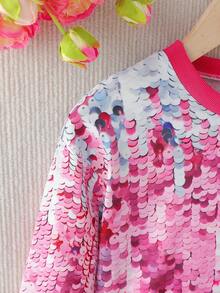 SHEIN 女大童亮片效果運動衫 - 玫紅色 - 查看 5