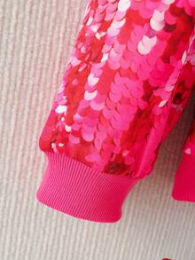 SHEIN 女大童亮片效果運動衫 - 玫紅色 - 查看 4