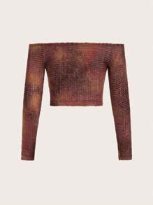 SHEIN ICON Hippie Off Shoulder Crop Top - Multicolor - View 7