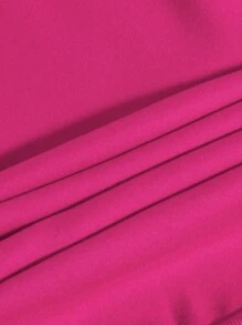 SHEIN Essnce 素色插肩袖加絨內裏運動衫 - 玫紅色 - 查看 4