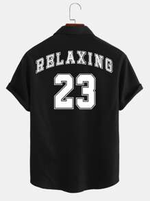 Aesthetic Post 男士字母圖案前排扣襯衫