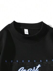 Hombres Sudadera con bordado de letra ribete en contraste
