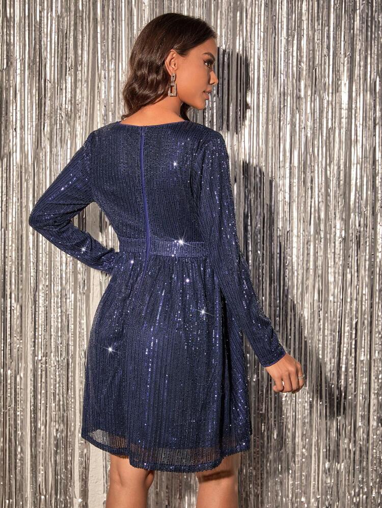 Maternity Surplice Neck Sequin Dress