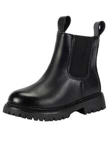 Fashionable Vintage Outdoor Elasticized One Pull-on Chelsea Children's Boots - Black - View 4