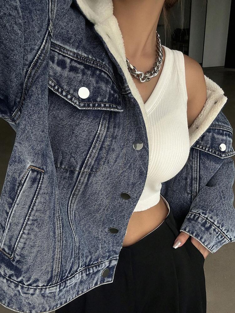 Autumn/Winter Thermal Lined Loose Casual Denim Jacket