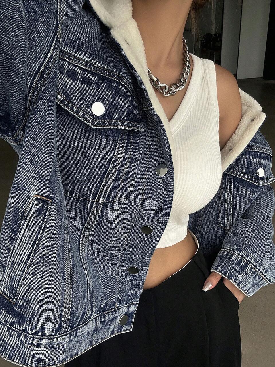 Autumn/Winter Thermal Lined Loose Casual Denim Jacket