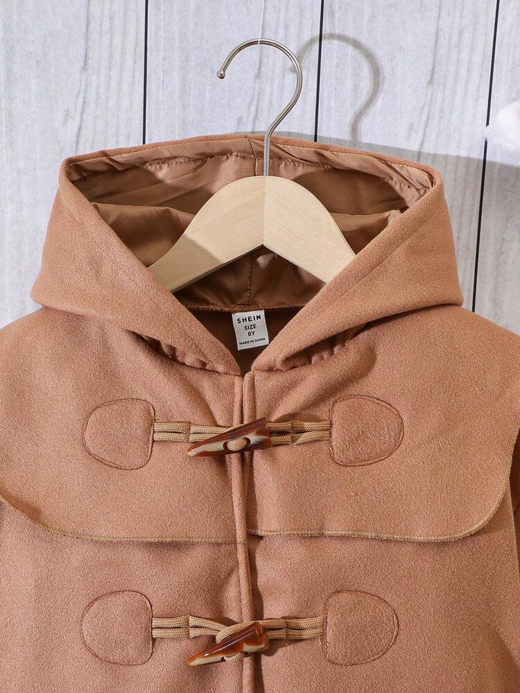 Tween Girl Flap Pocket Hooded Duffle Overcoat
