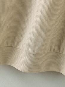 Manfinity Hypemode Men Cartoon Embroidery Polo Neck Drop Shoulder Oversize Sweatshirt - Apricot - View 5