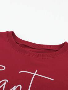 CILKOO 字母圖案落肩袖運動衫 - 紅色 - 查看 5