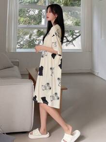 DAZY Robe Détente Imprimé Ours Épaule tombante