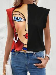 SHEIN Clasi 圖形高領tee圖形t恤 - 彩色 - 查看 3