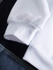 Men Plus Letter Graphic Thermal Lined Sweatshirt - White - View 7