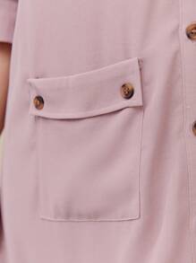 Mulvari Talla grande Vestido camisero con parche de bolsillo - Rosa vieja - Ver 5