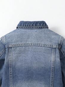 Chàng trai trẻ Chi tiết về Flap Áo khoác denim - Rửa trung bình - Xem 7