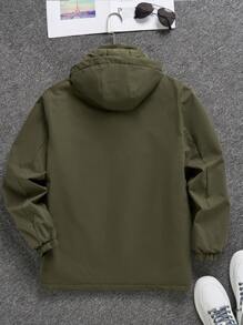 Manfinity Homme Men Letter Graphic Zip Up Hooded Padded Coat Without Tee