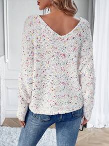 SHEIN Essnce Space Dye Drop Shoulder Sweater - Multicolor - View 2