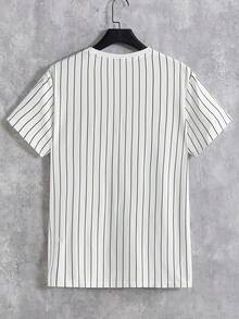 Manfinity RebelGame 男士條紋圖案&印花T恤 - 彩色 - 查看 2