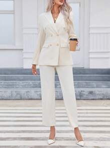 SHEIN Privé 雙排釦西裝外套和褲子