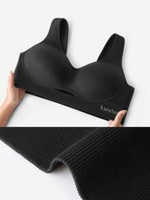 LUVLETTE Plus Dream Curve 无缝无线无缝镂空健身运动文胸 - 黑色 - 查看 8