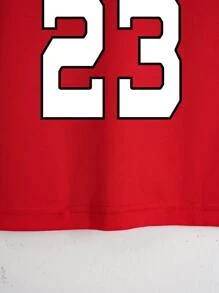 INAWLY Koszulka z nadrukiem graficznym Letter Crop Tees Koszulki graficzne Damskie Topy - Czerwony - Zobacz 3