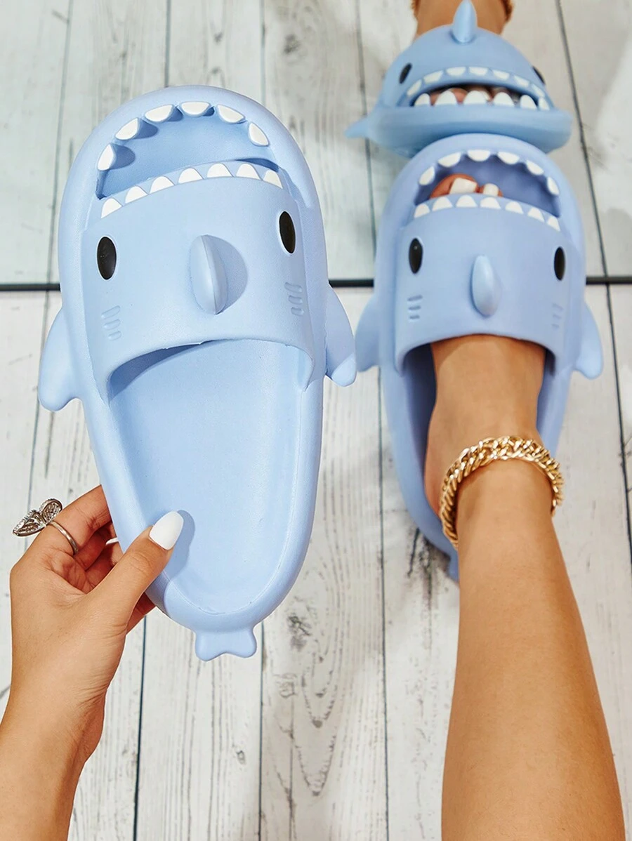 Women's Stylish Shark Design Slippers Shark Slides - Blue - View 1