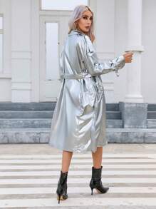 SHEIN Essnce 西裝領腰帶風衣外套