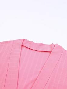 Astylish tay cánh Mở Mặt trước Chất rắn áo - Hồng - Xem 8
