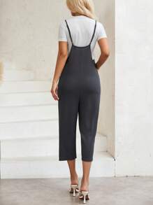 SHEIN LUNE Túi Kép Bộ áo liền quần Cami Without Tee - Màu xám đen - Xem 2