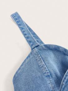 SHEIN MOD Knot Front Cami Denim Top - Light Wash - View 4