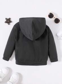 SHEIN Jeune Garçon Sweat-shirt Loisirs Mignon Ample Unicolore Avec Imprimé Excavatrice Pour Style De Rue , Automne/Hiver