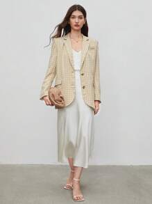 BizChic In kẻ sọc Cổ áo Chi tiết về Flap Áo vest - Nhiều màu - Xem 1