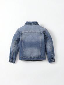 Chàng trai trẻ Chi tiết về Flap Áo khoác denim - Rửa trung bình - Xem 2