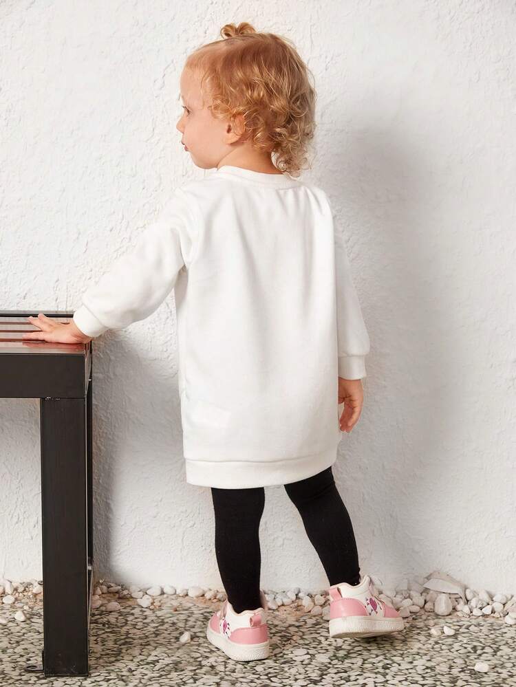 Baby Girl Floral & Slogan Graphic Pullover