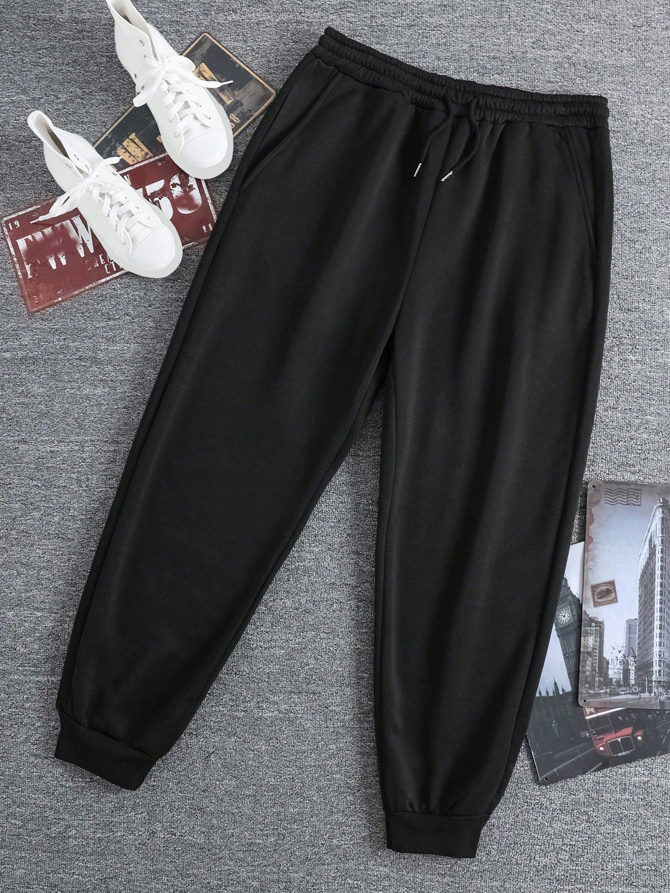 Manfinity Dauomo Men Plus Drawstring Waist Thermal Lined Sweatpants