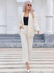 SHEIN Privé 雙排釦西裝外套和褲子