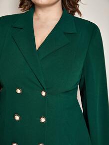 BizChic 大碼西裝領雙排釦外套 - 墨綠色 - 查看 6