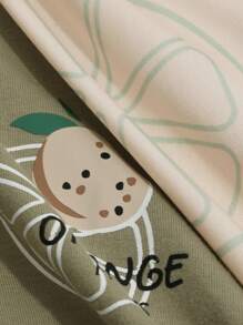 DAZY Cartoon Grafik, Drop Shoulder T-Shirt mit & Hose Lounge Set mit - Grün - Übersicht 7