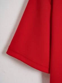 INAWLY Koszulka z nadrukiem graficznym Letter Crop Tees Koszulki graficzne Damskie Topy - Czerwony - Zobacz 5