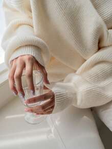 DAZY Solid Drop Shoulder Wrap Sweater,Fall Clothes - White - View 7