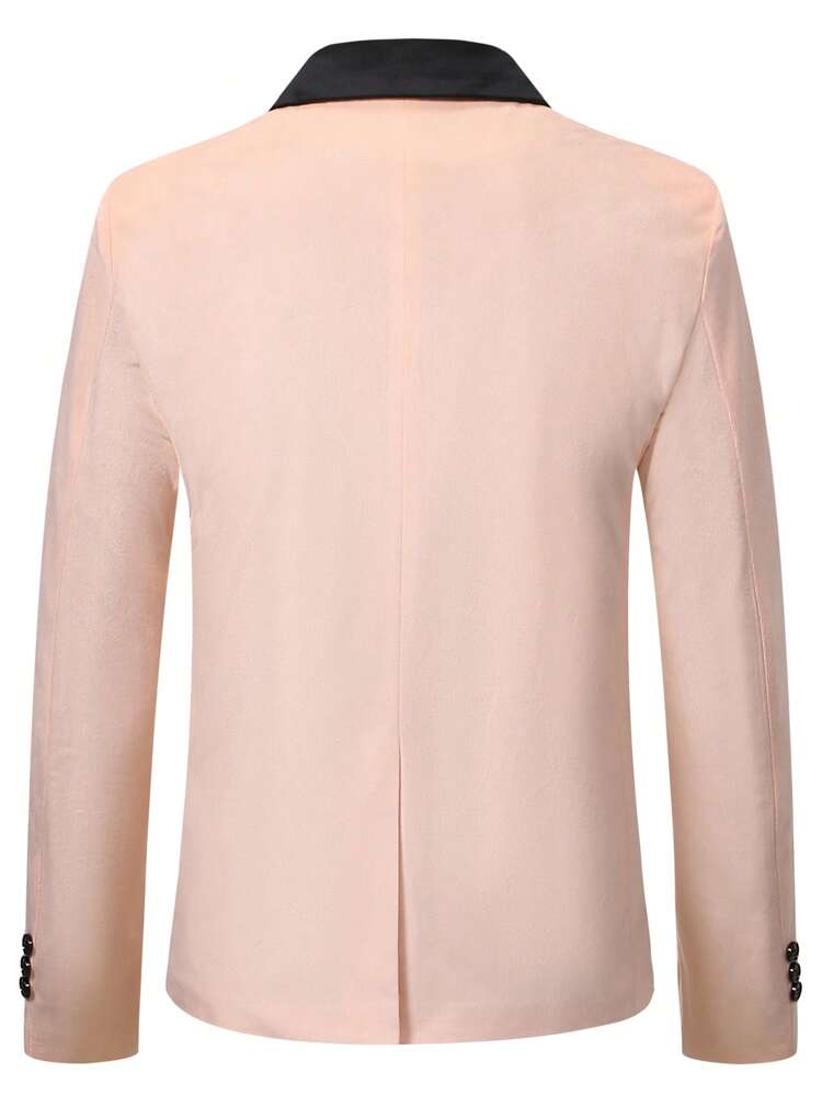 Men Colorblock Single Button Blazer