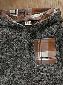 Baby Boy Plaid Print Hoodie & Knot Front Pants - Grey - View 5