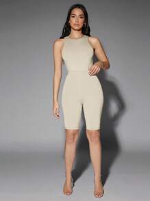 Silquee Solid Tank Bodysuit - Beige - View 3