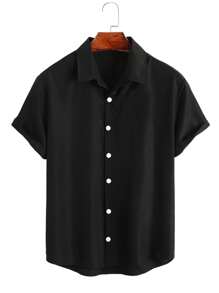 Manfinity Homme 男士字母圖案落肩袖襯衫 - 黑色 - 查看 3