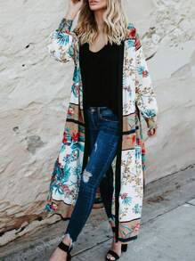 Women's Loose Casual Long Robe Beach Cover Up, Comfort Summer Holiday Printed Kimono
