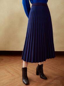 MOTF PREMIUM PLEATED KNIT MIDI SKIRT WITHOUT BELT