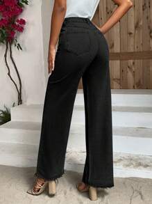 SHEIN Frenchy Jeans unicolor de pierna ancha
