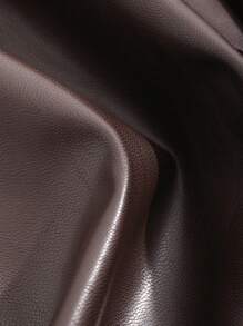 DAZY Camisa de patente con detalle de solapa y hombros caídos, blusas de manga larga, ropa de mujer de otoño - Marrón - Ver 5