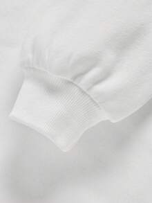 Lemon Design 艺术家可爱幽灵印花卫衣，适合年轻女孩，加厚休闲长袖卫衣，适合秋冬季穿着 - 白色 - 查看 6