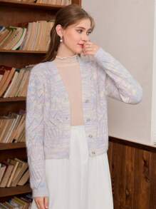 SHEIN MOD Space Dye Button Front Cardigan - Multicolor - View 3